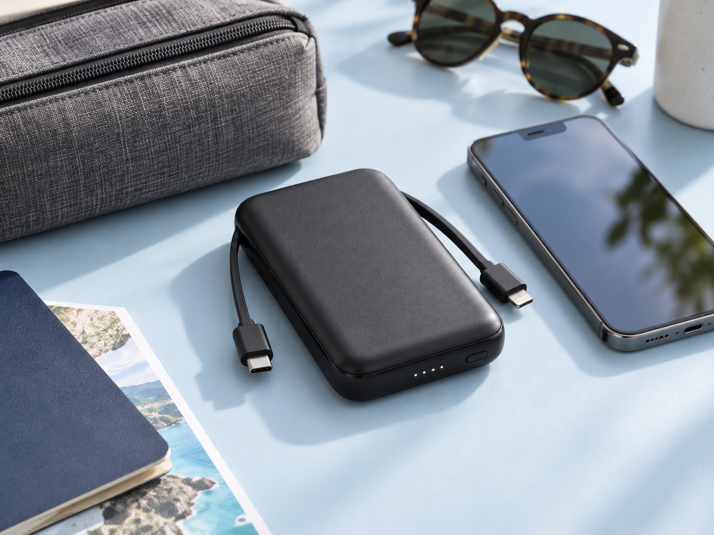 Illustrative scene with a generic power bank; not a Belkin product photo